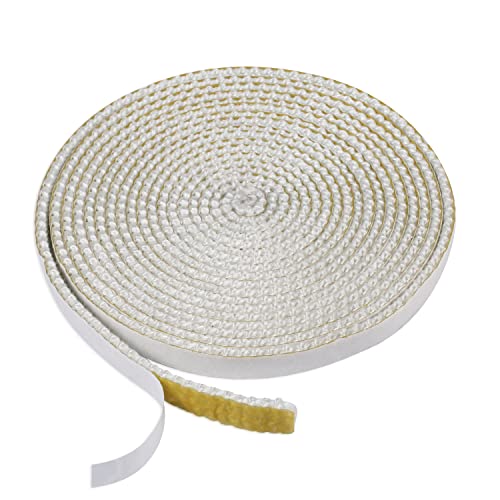 SAVITA Dichtungsband für Ofentüren 4m Lang 10x3mm, Selbstklebend Fiberglas Dichtung Seil Ersatz Kaminofen Türdichtung für Kamine Holzöfen (Weiß) von SAVITA