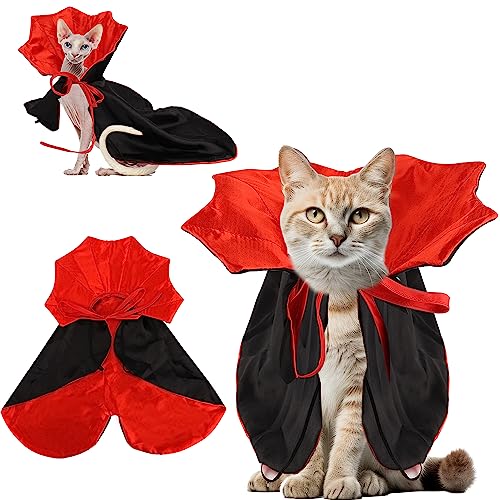 SAVITA Halloween Katzen Kostüm, Rot-schwarzes Katzen Vampir Kostüm Süßes Vampir Kostüm Haustiere Katzenumhang Hundeumhang Halloween Kostüm für Haustiere, Hunde, Katzen, Halloween-Party von SAVITA