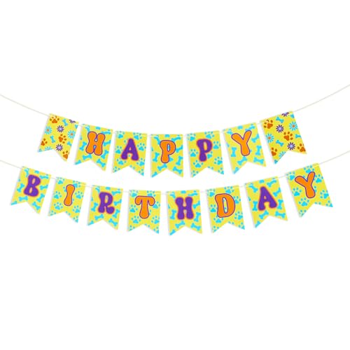 SAVITA Happy Birthday Banner, Farbenfrohe Hunde Geburtstagsdekorationen Hundepfote Knochen Blume Süßes Cartoon Banner für Partydekoration SAVITA Happy Birthday Banner, Farbenfrohe Hunde Geburtstagsdekorationen Hundepfote Knochen Blume Süßes Cartoon Banner für Partydekoration von SAVITA