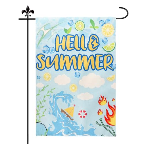 SAVITA Hello Summer Gartenflagge, 45x30cm Doppelseitig Lebhafte Sommerflagge Wellen Zitrone Eiswürfel Jute-Strandschild Saisonale Outdoor-Deko für Garten Terrasse Rasen Veranda Bauernhaus SAVITA Hello Summer Gartenflagge, 45x30cm Doppelseitig Lebhafte Sommerflagge Wellen Zitrone Eiswürfel Jute-Strandschild Saisonale Outdoor-Deko für Garten Terrasse Rasen Veranda Bauernhaus von SAVITA