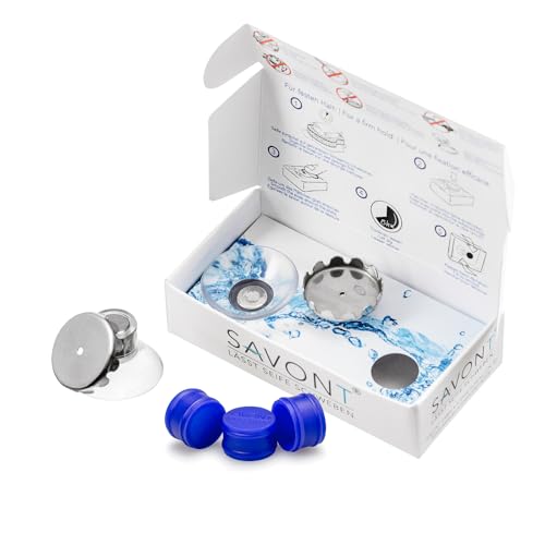 SAVONT 3X Protector Edition Seifenhalter mit Magnet 100% rostsicher, ohne Bohren, mit Saugnapf, für Waschbecken, Dusche & Badewanne (Protector Edition Blau 3X) von SAVONT