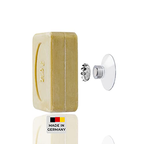 SAVONT Seifenhalter mit Magnet Jumbo, für Seifen bis 250 g, ohne Bohren, mit Saugnapf, für Waschbecken, Dusche und Badewanne Silber von Savont