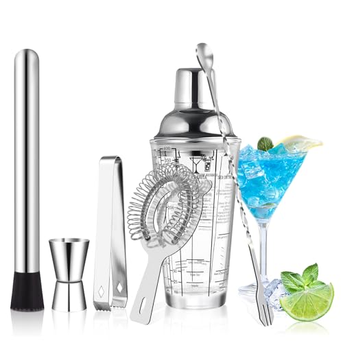 SAVORLIVING 14oz Glas Cocktail Shaker Set, 6PCS Barkeeper-Set, Martini-Mixer-Shaker mit Barkeeper-Sieb, Professionelles Bar Tool Set für Barkeeper und Anfänger SAVORLIVING 14oz Glas Cocktail Shaker Set, 6PCS Barkeeper-Set, Martini-Mixer-Shaker mit Barkeeper-Sieb, Professionelles Bar Tool Set für Barkeeper und Anfänger von SAVORLIVING