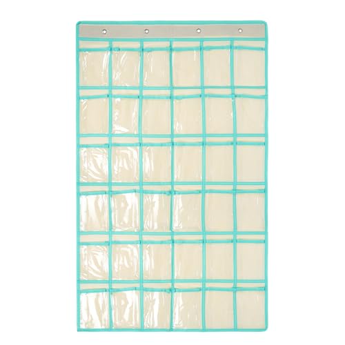 SAVORLIVING 36 klare Taschen Klassenzimmer Tasche Chart Organizer, Handys Rechnerhalter mit Haken, hängende Wand Tür Rechner Telefon Caddy (Beige) von SAVORLIVING