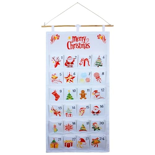 SAVORLIVING Weihnachten Adventskalender mit 24 Taschen, Wiederverwendbare Countdown-Kalender Aufbewahrungstasche, Stoffkalender Wandbehang Tasche für Xmas Holiday Home Wall Decoration SAVORLIVING Weihnachten Adventskalender mit 24 Taschen, Wiederverwendbare Countdown-Kalender Aufbewahrungstasche, Stoffkalender Wandbehang Tasche für Xmas Holiday Home Wall Decoration von SAVORLIVING