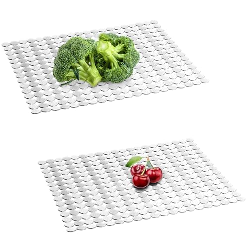 2er-Set Dekorative Spülbeckenmatte, 30 x 40 cm Abtropfmatte aus PVC, Zuschneidbare Spülbecken Schutzmatte, PVC Spülbeckenmatte zum Zuschneiden, Sink Mat für Spüle zum Spülbeckenschutz (Weiß) von SAVOSWEET