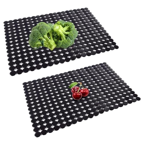 2er-Set Dekorative Spülbeckenmatte, 30 x 40 cm Abtropfmatte aus PVC, Zuschneidbare Spülbecken Schutzmatte, PVC Spülbeckenmatte zum Zuschneiden, Sink Mat für Spüle zum Spülbeckenschutz (Schwarz) von SAVOSWEET