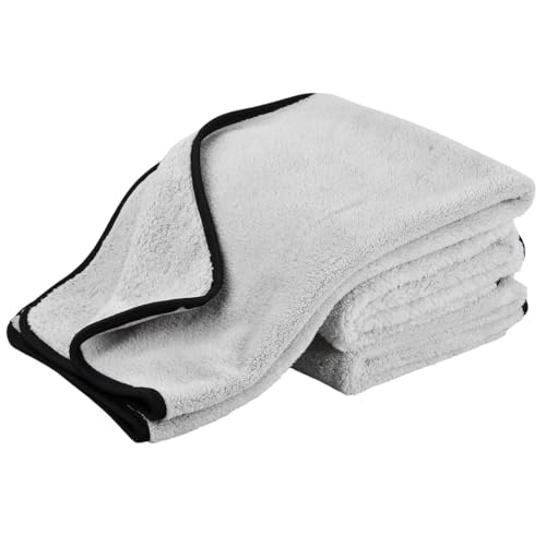 3 Stück Mikrofasertücher Auto, Ultra saugstarkes Trockentuch grau 40x60cm | Fusselfrei, abgerundete sanfte Fasern, kratzerfrei, extra groß, Premium Mikrofasertuch für Auto Motorrad Fahrrad von SAVOSWEET
