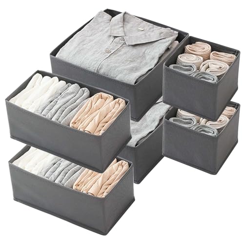 SAVOSWEET 6 Schubladen-Organizer/Ordnungssystem für Kleidung,Ordnungssystem Kleiderschrank,3 Größen Kleideraufbewahrung Organisation Faltbar für Garderobe Schlafzimmer oder Küche von SAVOSWEET