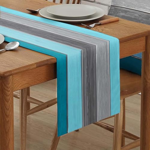 Tischläufer Grün Moderne Wohnzimmer Tischsets Leinen Antik Holz Tischläufer Space Sets Blau-Braun Tischsets für Esstisch Party Hochzeitswäsche 33x183cm von SAVOSWEET