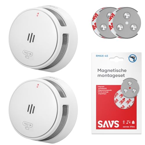 SAVS S10 Stand-Alone-Rauchwarnmelder - Integrierte 10-Jahres-Batterie - Optischer Doppelsensor - Fernbediente Mute-Funktion - Magnetische Montage ohne Bohren - Schlankes Design - Weiß - 2er Set SAVS S10 Stand-Alone-Rauchwarnmelder - Integrierte 10-Jahres-Batterie - Optischer Doppelsensor - Fernbediente Mute-Funktion - Magnetische Montage ohne Bohren - Schlankes Design - Weiß - 2er Set von SAVS