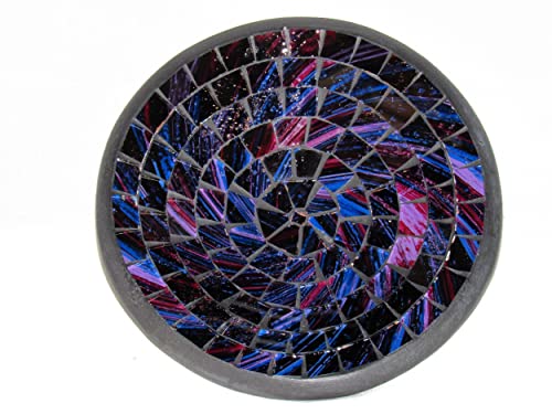 Deko - Schale Glasmosaik rund, 15 cm, blau-lila-schwarz/Glitter von SAWA-ART