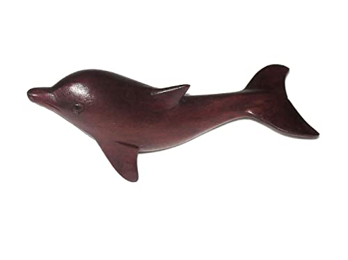 Delfin Holzfigur Holzdelfin Holzskulptur Kunsthandwerk handgeschnitzt Dekoration Feng Shui von SAWA-ART