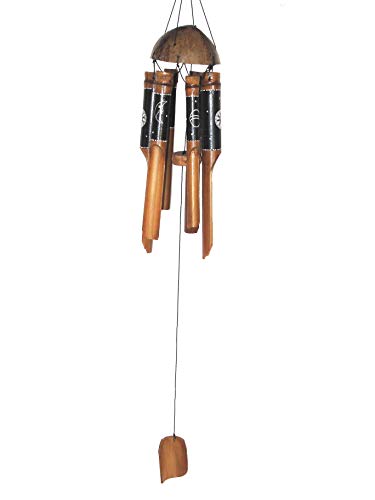 Bambus Windspiel mit Planeten längstes Rohr 30 cm Garten-Deko Bambus-Klangspiel mit harmonischem Ton und warmem Klang Feng Shui von SAWA