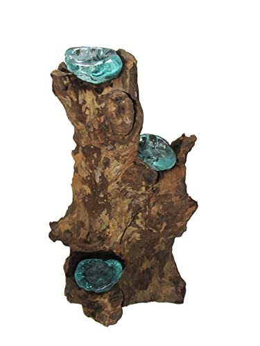 Deko Glas Teelichthalter 3`er auf Wurzelholz - Turm Höhe ca. 40-45 cm Kerzenhalter spezielle Geschenkidee Unikat charakteristische Dekoration von SAWA