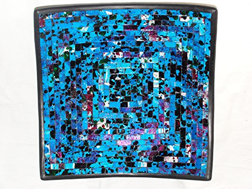 Deko - Schale Glasmosaik eckig türkis blau/pink glitter 30 cm von SAWA