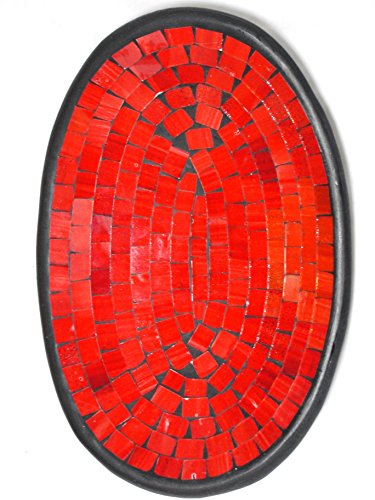 Deko - Schale Glasmosaik oval rot 30 cm von SAWA