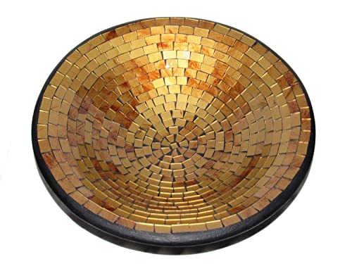 Deko - Schale Glasmosaik rund braun gold 35 cm von SAWA