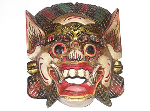 Holzmaske Barong II, 25cm Wandmaske (braun) Wandskulptur Barongmaske für die Wand Wanddeko von SAWA