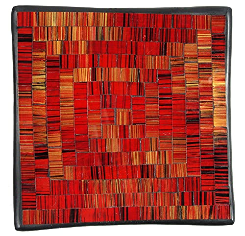 SAWA Obst-Schale Glas-Mosaik-Schale, Dekoschale mit bunten Mosaiksteinen, eckige Mosaikschale (214, C 30 cm) von SAWA