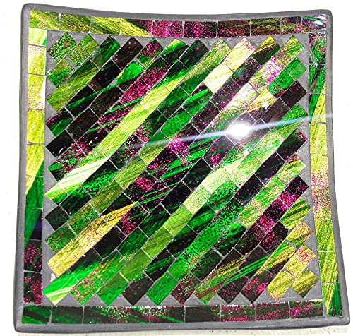 Obst-Schale Glas-Mosaik-Schale, Dekoschale mit bunten Mosaiksteinen, eckige Mosaikschale (217, C 30 cm) von SAWA