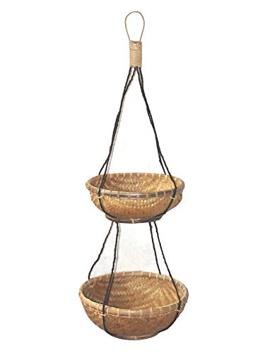 SAWA Etagère Körbe zum Hängen 2-stufig Obstkorb Korb aus Rattan von SAWA