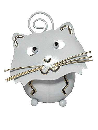 SAWA Fotohalter Kartenhalter Katze weiß Memohalter Metallfigur Tierfigur Katzefigur Deko-Figur Geschenkidee von SAWA