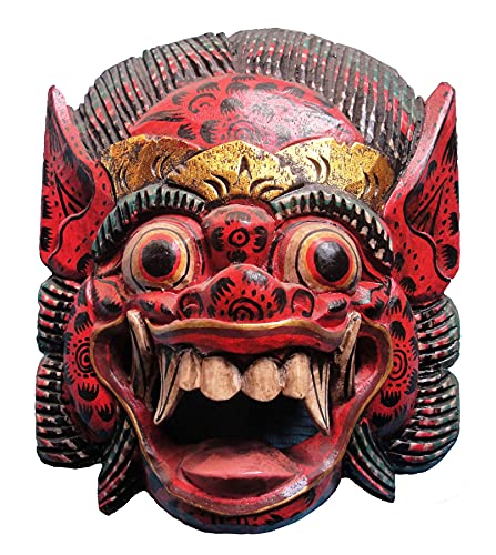 SAWA Holzmaske Barong II, ca. 15-16 cm Wandmaske (rot antik) von SAWA
