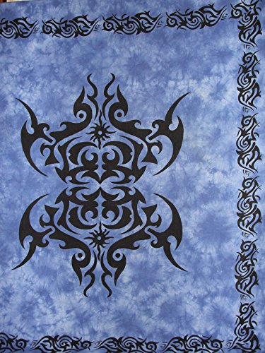 SAWA Tagesdecke Tattoo Tribal Wandbehang blau von SAWA