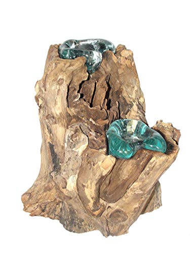 Spezial Deko Glas Teelichthalter 2`er auf Wurzelholz - Felsen II Kerzenhalter spezielle Geschenkidee von SAWA