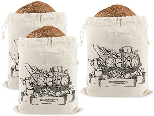 Brotbeutel Set aus Leinen | 32x35cm | 3 Stück | Wiederverwendbar | Für selbstgebackenes Brot, Brötchen, Schrippen von SAWADA