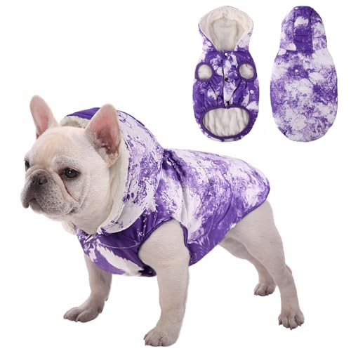 SAWMONG Hunde-Kapuzenpullover, winddicht, wasserdicht, mit Fleece und Baumwolle gefüttert, warme Hundejacke, kaltes Wetter, Haustierbekleidung, Weste für kleine, mittelgroße und große Hunde von SAWMONG