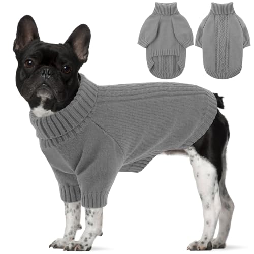 SAWMONG Hundepullover für große Hunde, Rollkragen-Strickpullover, Sweatshirt, klassischer Winter, warmer Haustierpullover für Jungen, Mädchen, Haustierpullover, Chihuahua, Französische Bulldogge von SAWMONG