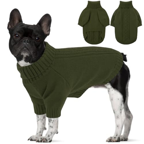 SAWMONG Hundepullover für große Hunde, Rollkragen-Strickpullover, Sweatshirt, klassischer Winter, warmer Haustierpullover für Jungen, Mädchen, Haustierpullover, Chihuahua, Französische Bulldogge von SAWMONG