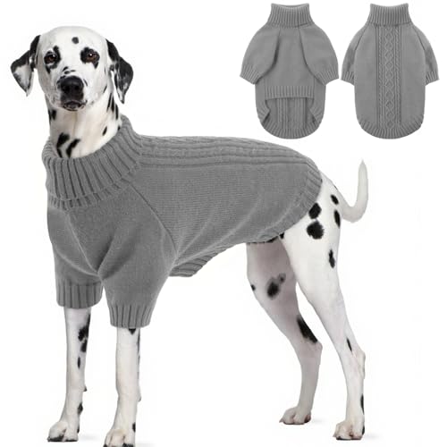 SAWMONG Hundepullover für große Hunde, Rollkragen-Strickpullover, Sweatshirt, klassischer Winter, warmer Haustierpullover für Jungen, Mädchen, Haustierpullover, Chihuahua, Französische Bulldogge von SAWMONG