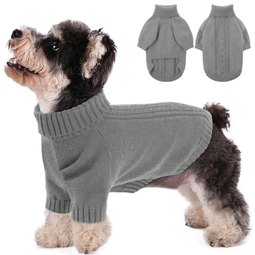 SAWMONG Hundepullover für kleine Hunde, Rollkragen-Strickpullover, Sweatshirt, klassischer Winter, warmer Haustierpullover für Jungen, Mädchen, Haustierpullover, Chihuahua, Französische Bulldogge von SAWMONG