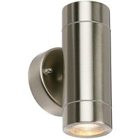 Saxby Lighting Palin - Außenwandleuchte IP44 7W Gebürsteter Edelstahl & Klarglas 2 Licht Dimmbar IP44 - GU10 von SAXBY LIGHTING