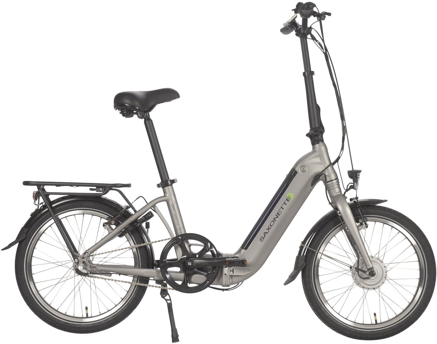 SAXONETTE E-Bike Compact Comfort Plus, 3 Gang, Nabenschaltung, Frontmotor, 360 Wh Akku, (mit Akku-Ladegerät), E-Bike Klapprad, faltbar von SAXONETTE