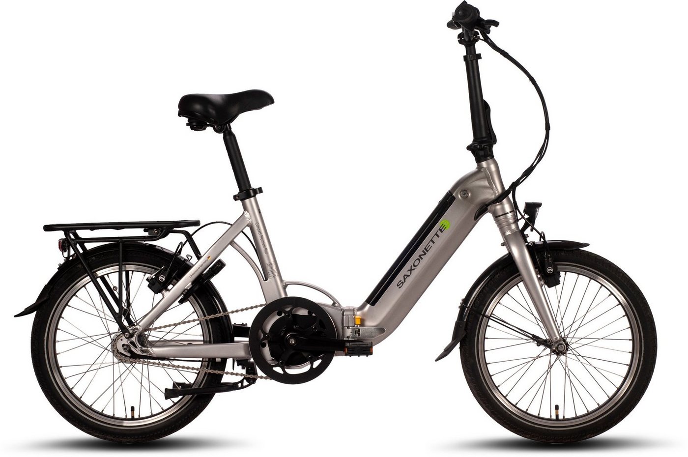 SAXONETTE E-Bike Compact Premium Plus, 7 Gang, Nabenschaltung, Mittelmotor, 360 Wh Akku, (mit Akku-Ladegerät) von SAXONETTE