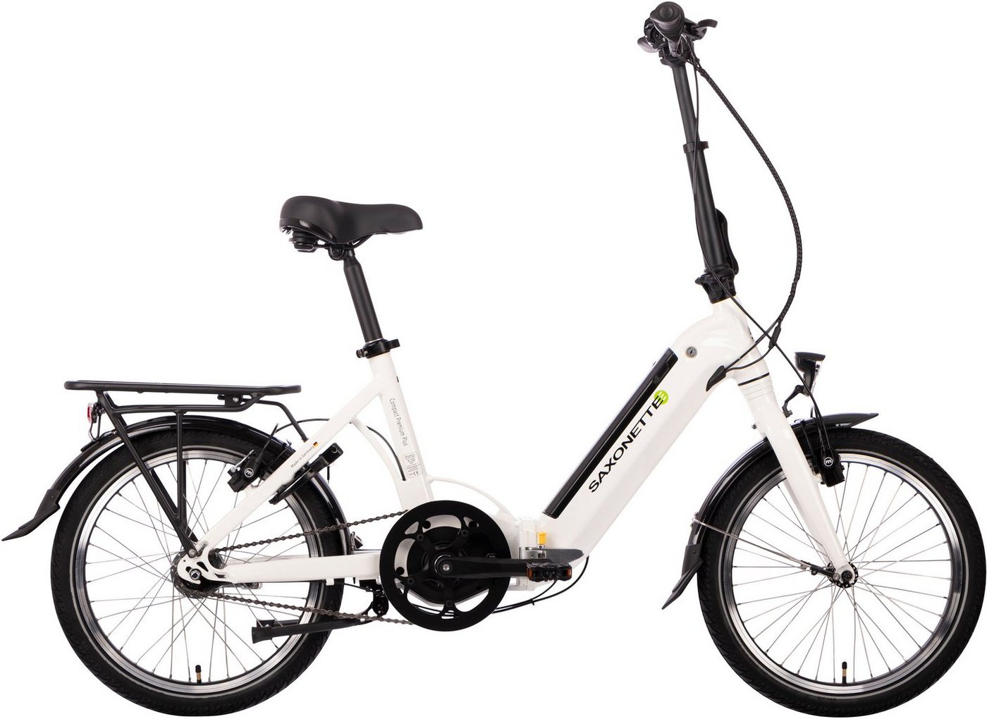 SAXONETTE E-Bike Compact Premium Plus, 7 Gang, Nabenschaltung, Mittelmotor, 360 Wh Akku, (mit Akku-Ladegerät) von SAXONETTE