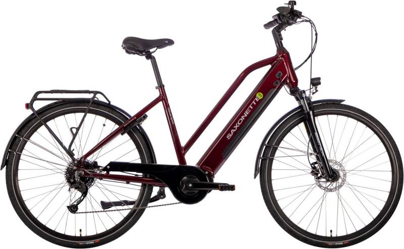 SAXONETTE E-Bike Deluxe Sport Lady, 9 Gang Shimano Alivio Schaltwerk, Kettenschaltung, Mittelmotor, 418 Wh Akku von SAXONETTE