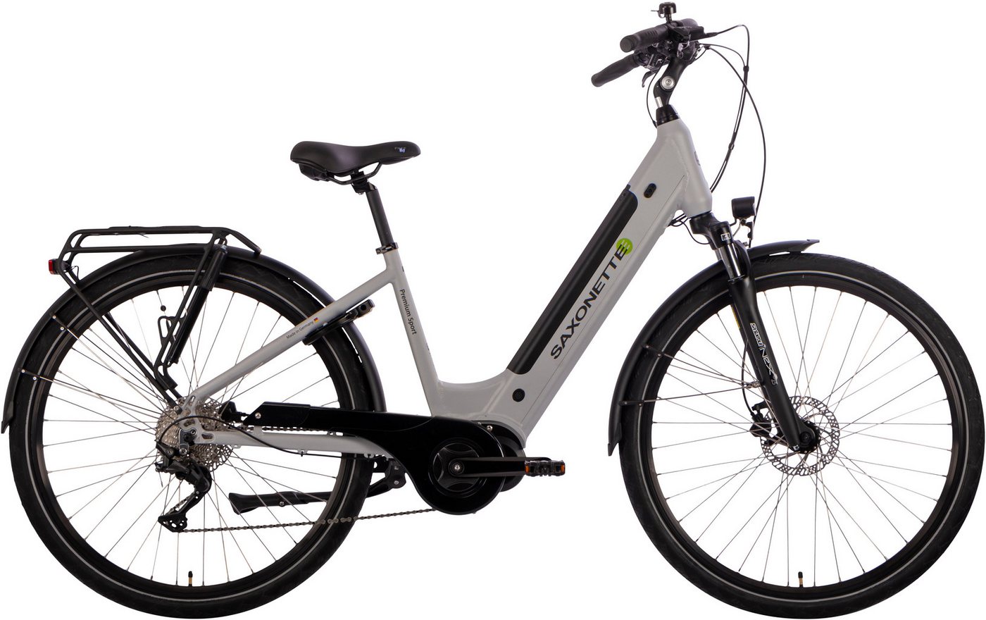 SAXONETTE E-Bike Premium Sport (Wave), 10 Gang, Kettenschaltung, Mittelmotor, 522 Wh Akku von SAXONETTE