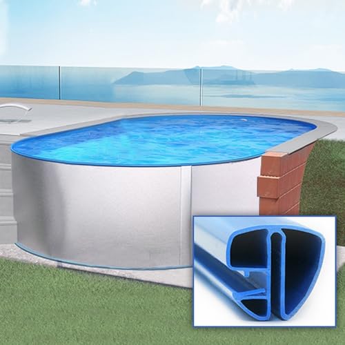 Oval Pool 490 x 300 x 120 cm | Grund Set | Poolfolie blau 0,8 mm | Spezial Handlauf von SAXONICA