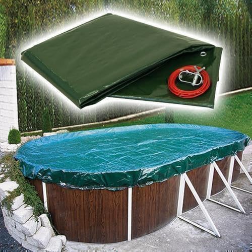 Poolabdeckung Rundpool 460 cm I 90g I rund 4,6 m I winterfeste Plane Winterabdeckung von SAXONICA