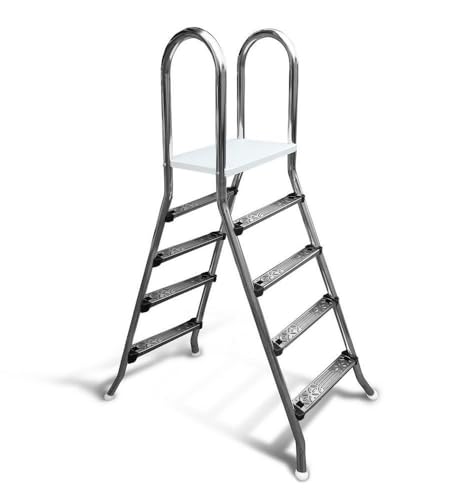 Poolleiter Classic 120/120 cm I 2 x 4-stufig I V2A Edelstahl Leiter Treppe von SAXONICA