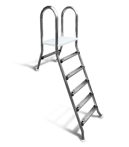 Poolleiter Classic 150/40 cm I 1x5 + 1x1-stufig I V2A Edelstahl Leiter Treppe von SAXONICA
