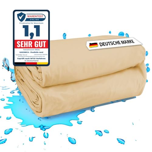SAXONICA Poolfolie SonaLiner Oval für Ovalpool in verschiedenen Größen und Farben geeignet für Stahlwand Ovalbecken (Sandfarben, 800 x 400 x 150 cm | 0.8 mm | Einhängebiese) von SAXONICA