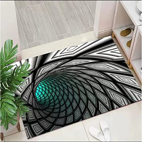 SAXTZDS 3D Teppich Optische TäUschung Kein Bodenloch Illusion Teppich Illusion Schwarzes Loch Karierter Teppich Pflegeleicht Zimmer Schlafzimmer Rutschfester Bodenmattenbereich von SAXTZDS
