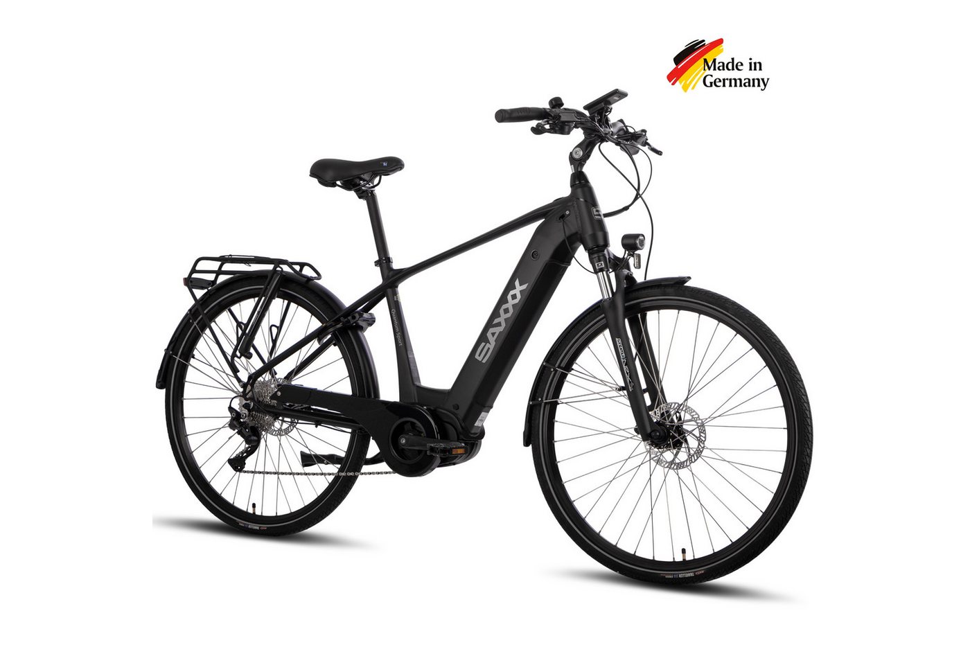 SAXXX E-Bike Trekkingrad 28 Zoll für Damen u. Herren, SAXXX QSD, 540Wh, max. 110km, 130kg, 10 Gang SHIMANO Deore Schaltwerk, Kettenschaltung, Mittelmotor, 540 Wh, (mit entnehmbarem Akku, mit Akku-Schlüssel, mit Gepäckträger), Pedelec mit Tiefeinstieg, hydr. Scheibenbremsen, zu 95 % vormontiert SAXXX E-Bike Trekkingrad 28 Zoll für Damen u. Herren, SAXXX QSD, 540Wh, max. 110km, 130kg, 10 Gang SHIMANO Deore Schaltwerk, Kettenschaltung, Mittelmotor, 540 Wh, (mit entnehmbarem Akku, mit Akku-Schlüssel, mit Gepäckträger), Pedelec mit Tiefeinstieg, hydr. Scheibenbremsen, zu 95 % vormontiert von SAXXX