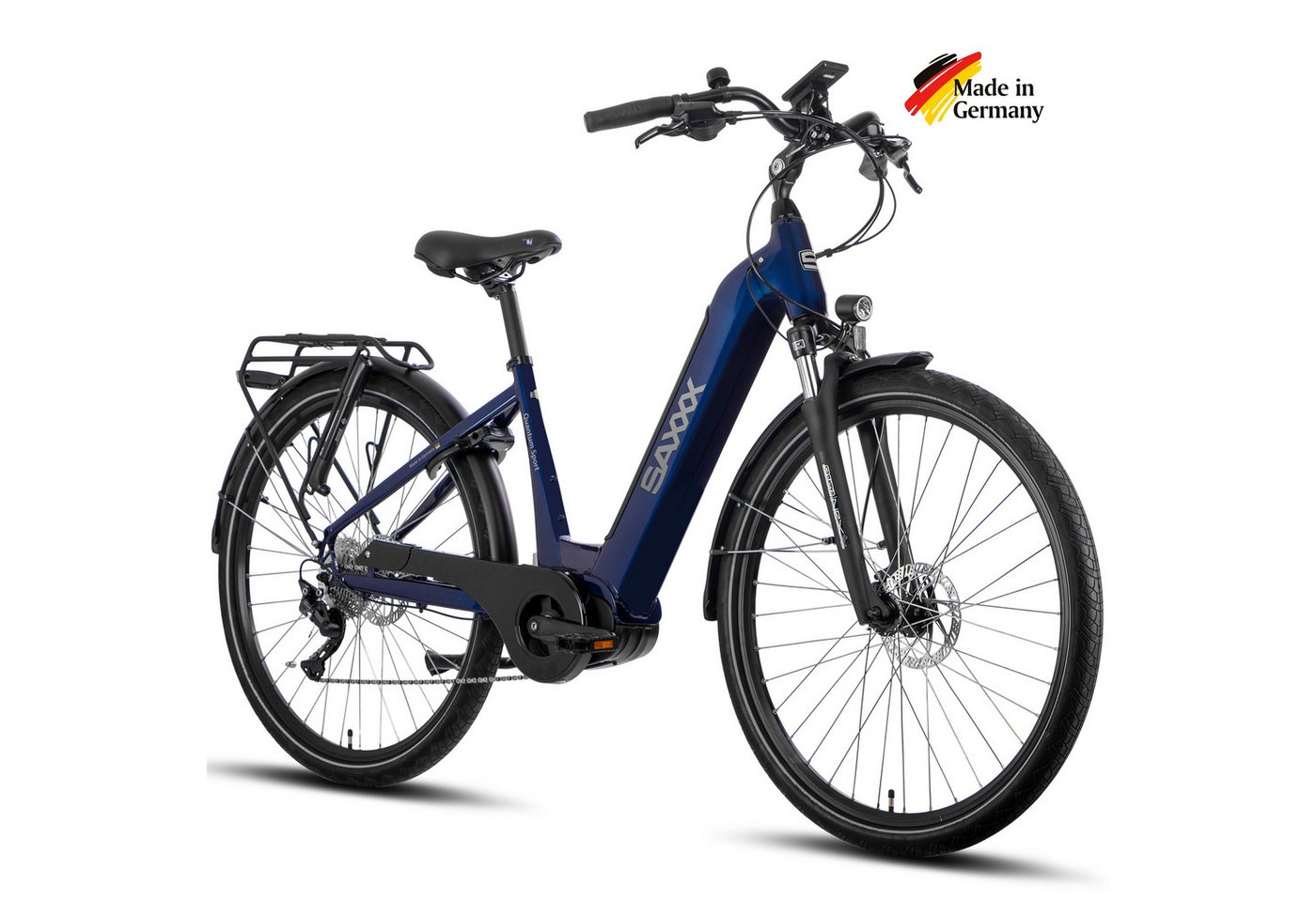SAXXX E-Bike Trekkingrad Damen u. Herren 28'' SAXXX QSW, 540Wh, 60-100m, hydr. Scheibenbremsen, 10 Gang SHIMANO Deore Schaltwerk, Kettenschaltung, Mittelmotor, 540 Wh, (mit entnehmbarem Akku, mit Akku-Schlüssel, mit Gepäckträger), 25km/h, Pedelec E-Trekkingrad mit Tiefeinstieg, 130kg SAXXX E-Bike Trekkingrad Damen u. Herren 28'' SAXXX QSW, 540Wh, 60-100m, hydr. Scheibenbremsen, 10 Gang SHIMANO Deore Schaltwerk, Kettenschaltung, Mittelmotor, 540 Wh, (mit entnehmbarem Akku, mit Akku-Schlüssel, mit Gepäckträger), 25km/h, Pedelec E-Trekkingrad mit Tiefeinstieg, 130kg von SAXXX
